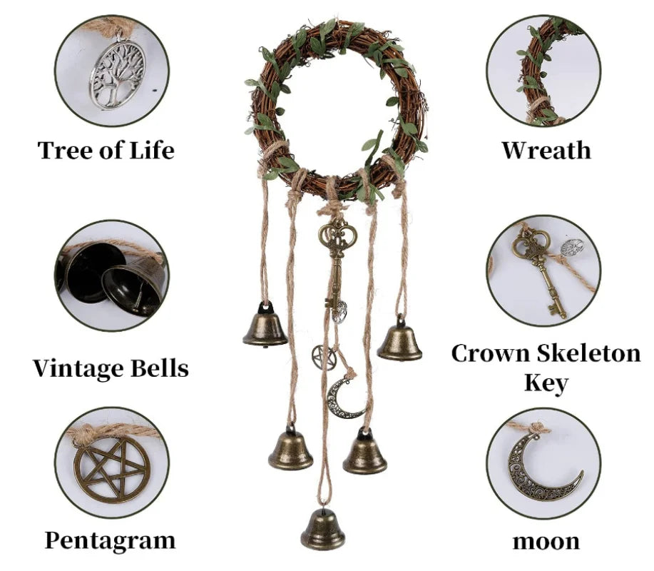 Witch Wreath Protection Bells