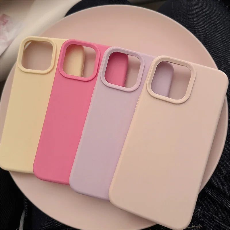 Dopamine-Inspired Silicone Solid Color Simple Fashion Phone Case For iPhone