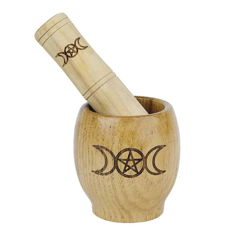 Wood Pentacle Pestle & Mortar Set