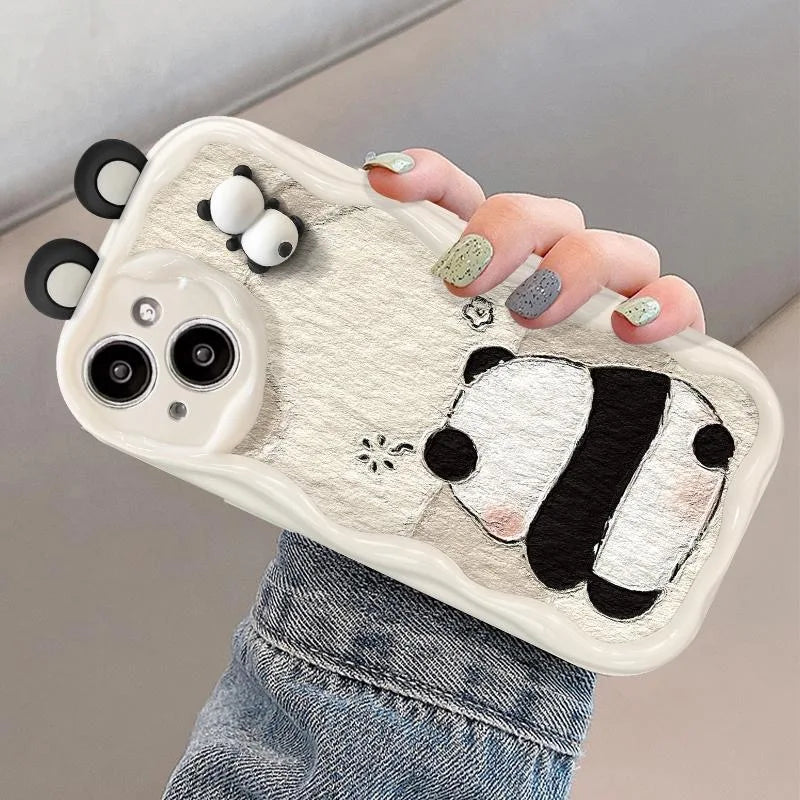 Funny Panda Toy Cartoon Ear Wave Soft Phone Case