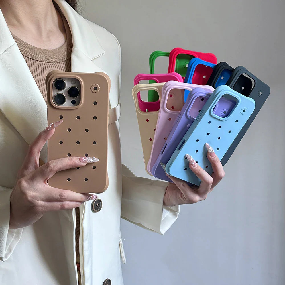 Luxury Diy Charms Holes Phone Case For iPhone