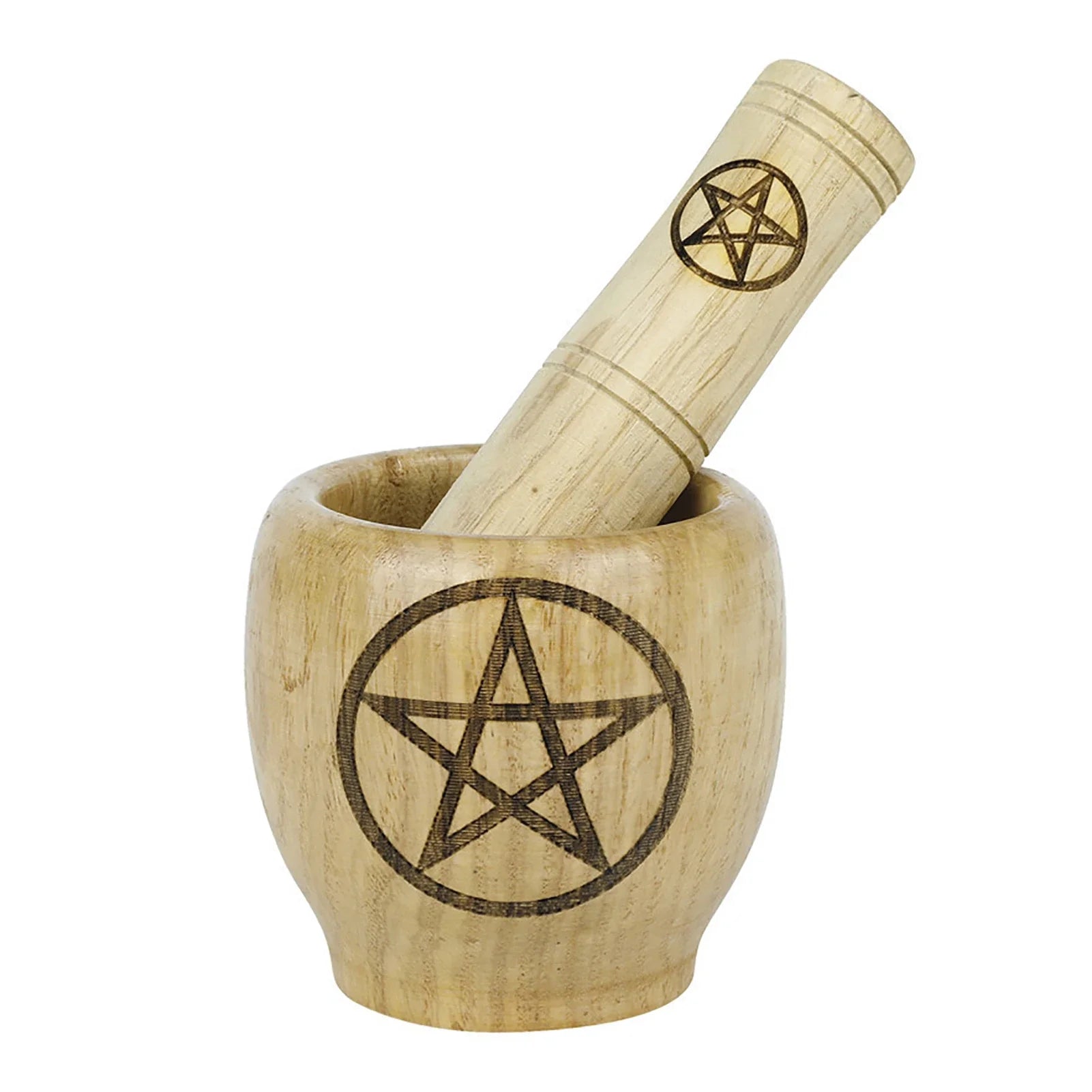 Wood Pentacle Pestle & Mortar Set