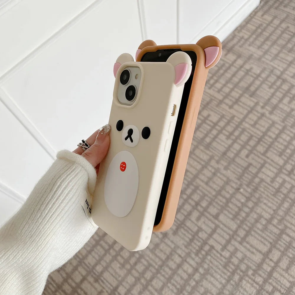 Fashion Cute Cartoon Rilakkuma Bear Soft Silicone Phone Case