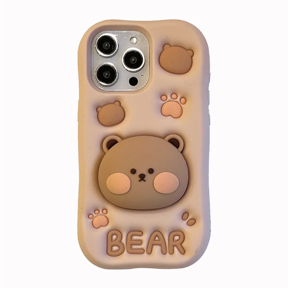 Cute Cartoon Bear Holder Phone Case