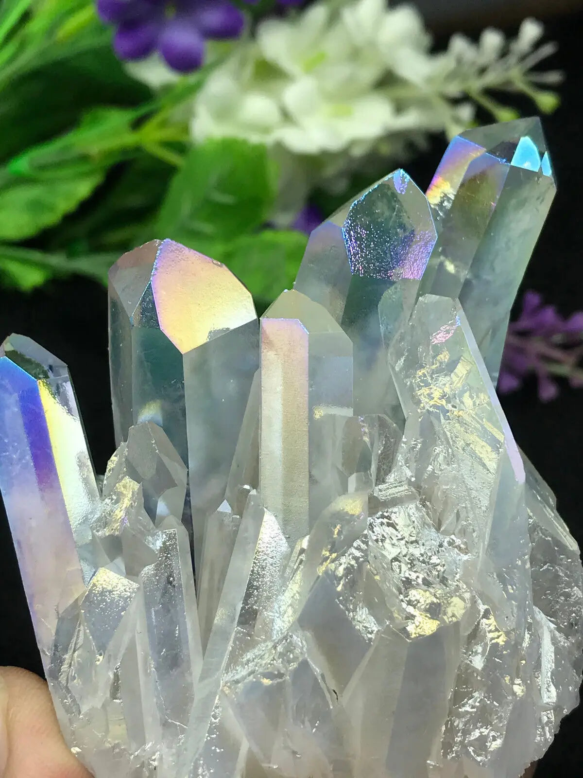 Rainbow Angel Aura Quartz Crystal Cluster