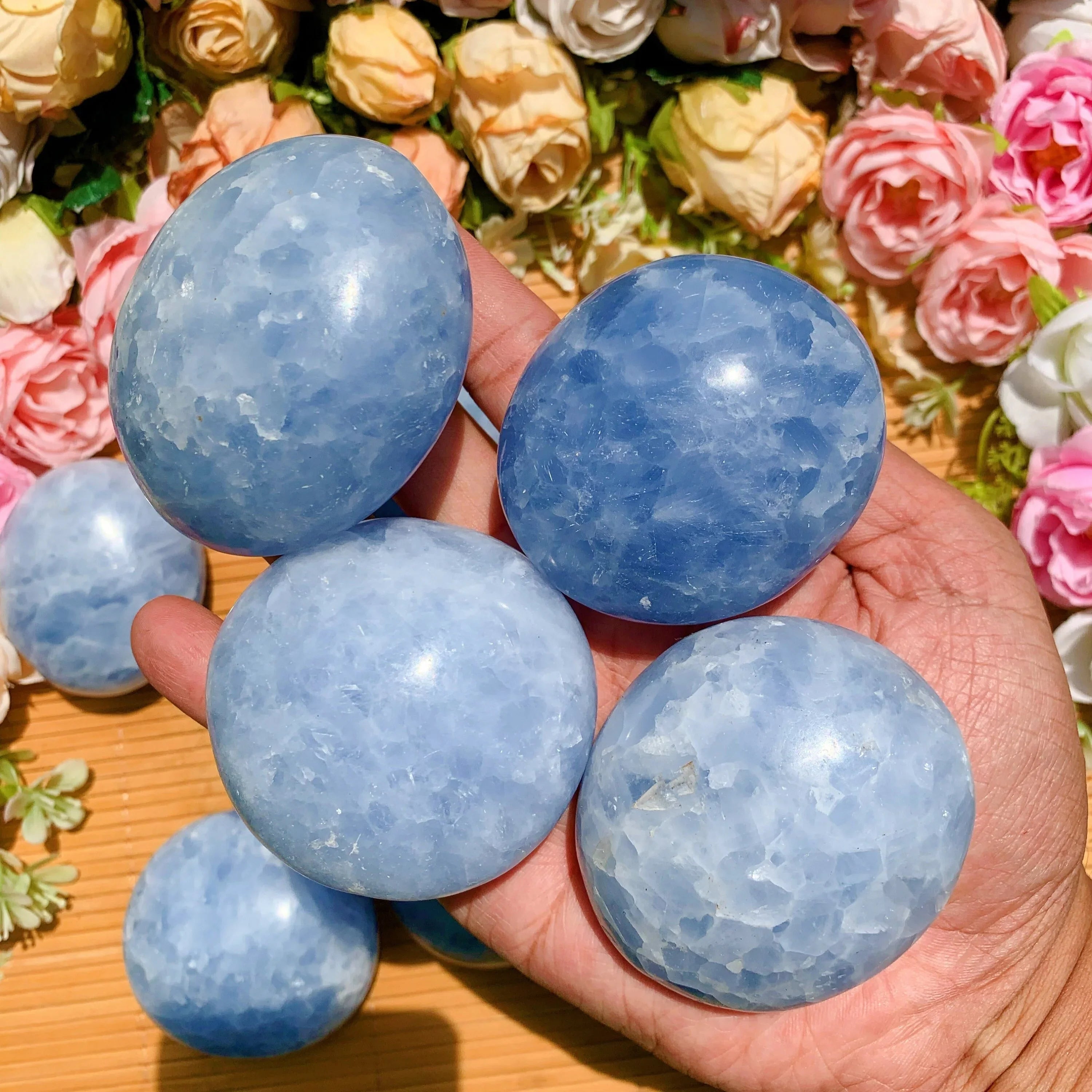 Celestite Palm Stone