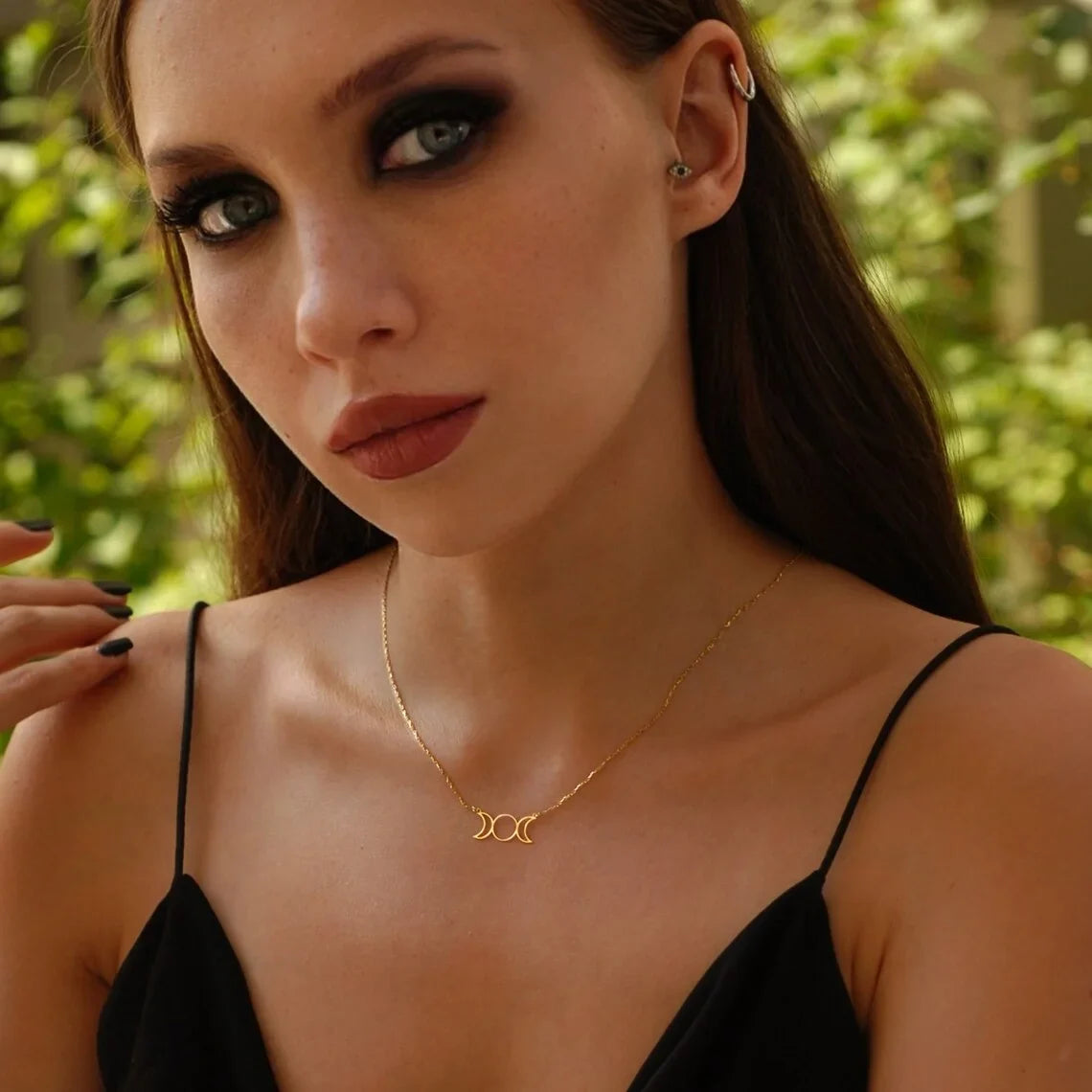Triple Moon Goddess Necklace