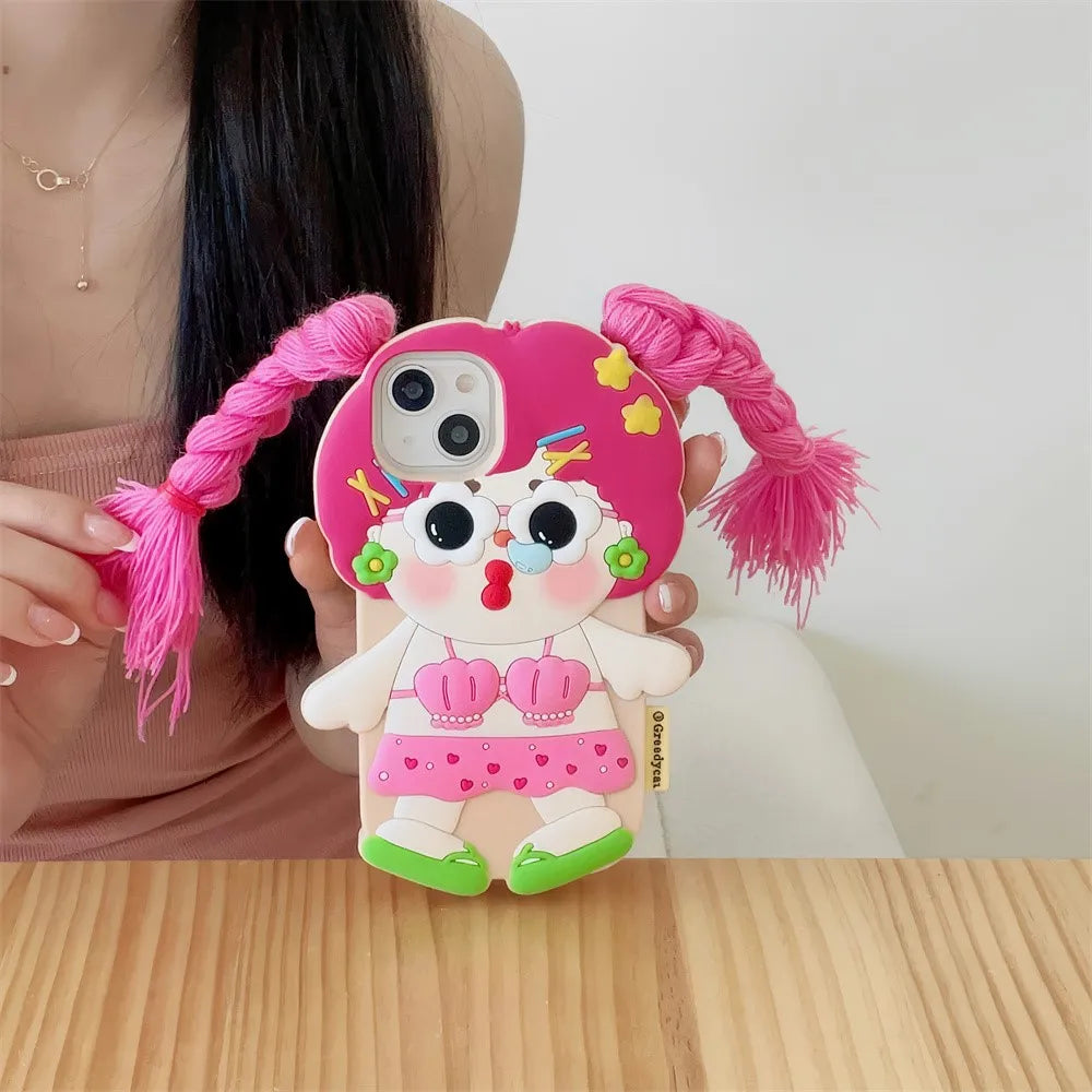 Stereoscopic Snot Girl Braiding Suitable Phone Case