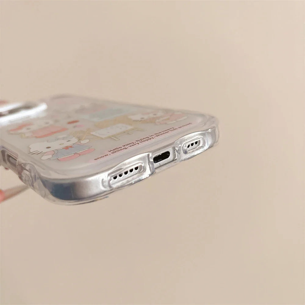 Cartoon Hello Kitty Cute Cats Shockproof Candy Clear Pink Phone Case