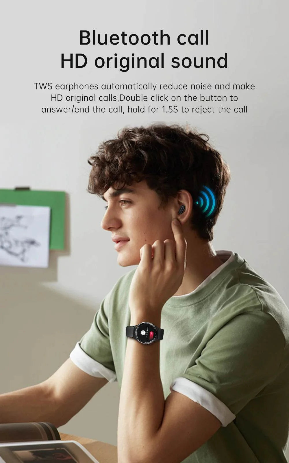 GEJIAN X10 smartwatch TWS 2-in-1 wireless Bluetooth dual earphone call health sports music men and women smartwatch