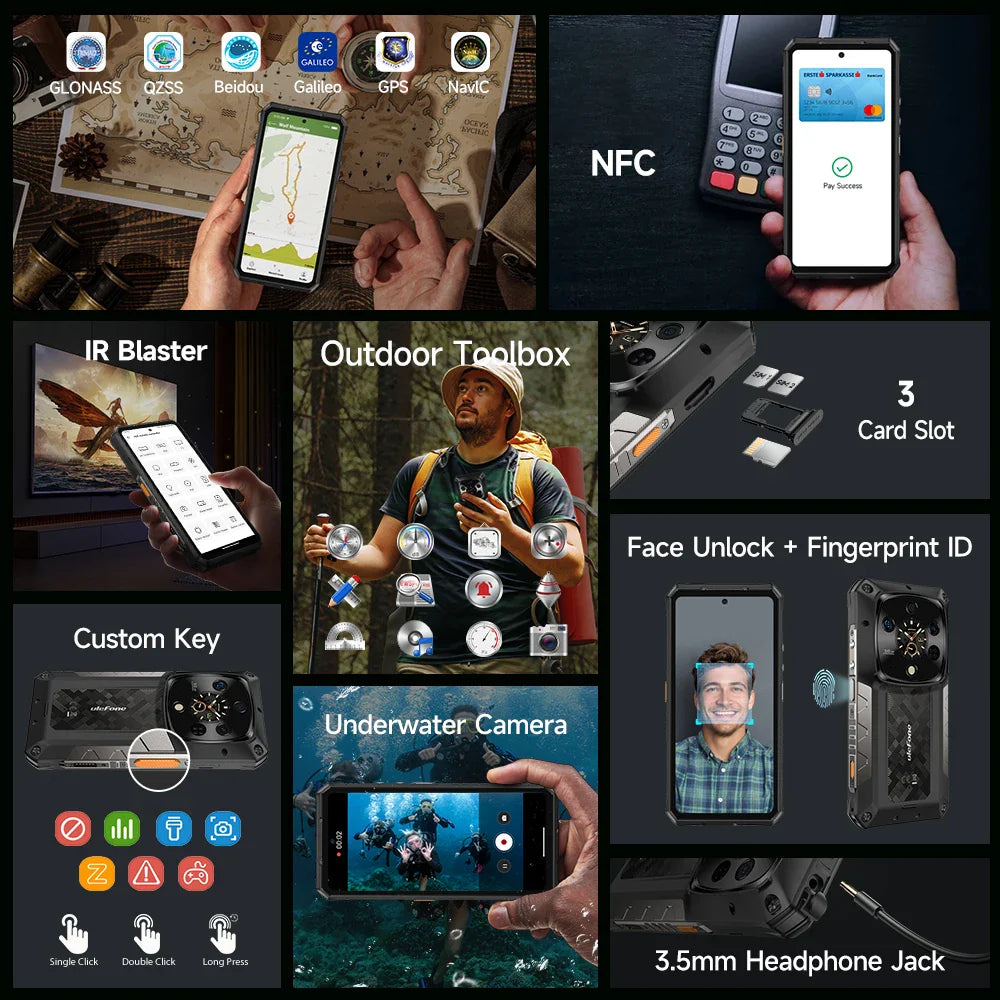 Ulefone Armor 28 Pro 5G AI Rugged Phone 512GB ROM Smartphone 120W MTK Dimensity 7300  10600mAh 6.67”AMOLED 64MP Mobile phone