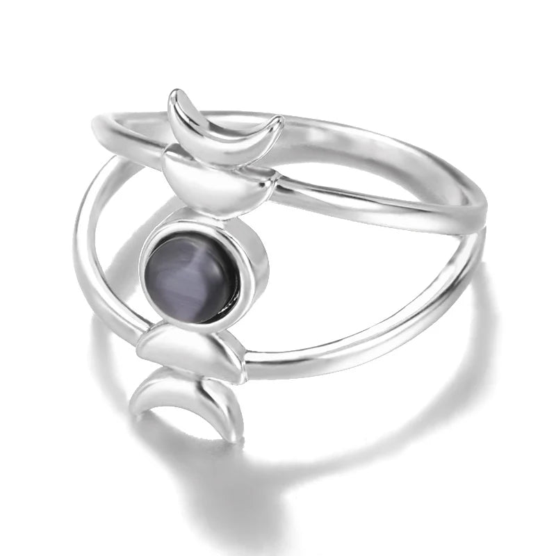 Sheen Obsidian Moon Phase Ring