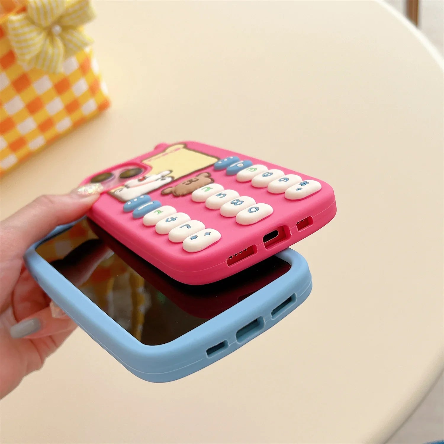 3D Cartoon Cute Bear Antenna Mobile Phone Case