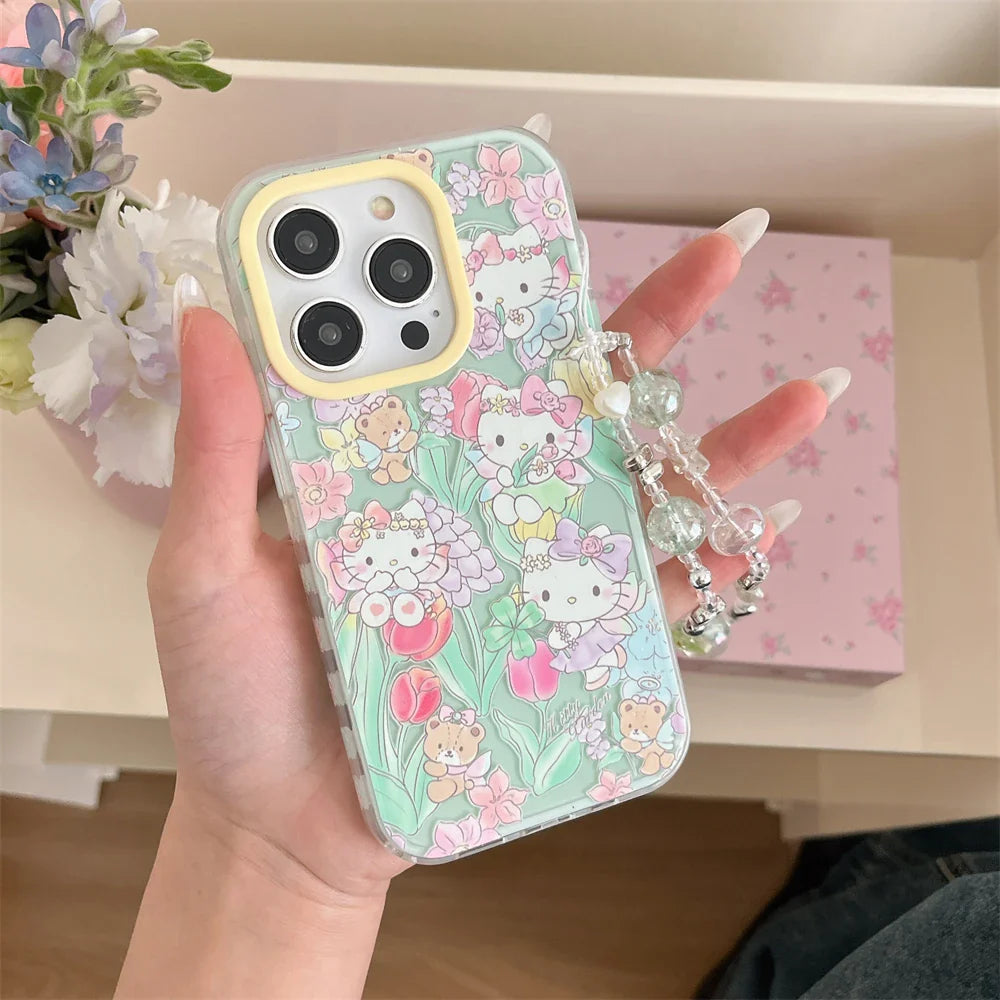 Cartoon Flowers Jelly Color Cute Hello Kitty Pattern Phone Case