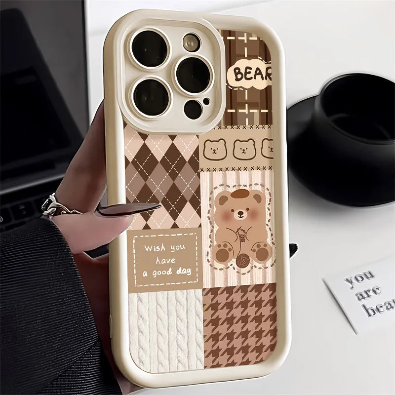 Retro Cute Bear Silicone Phone Case
