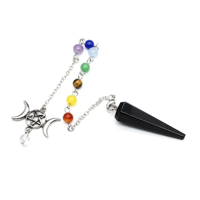 Triple Moon Pentacle Chakra Pendulums