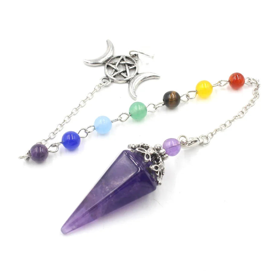 Triple Moon Pentacle Chakra Pendulums