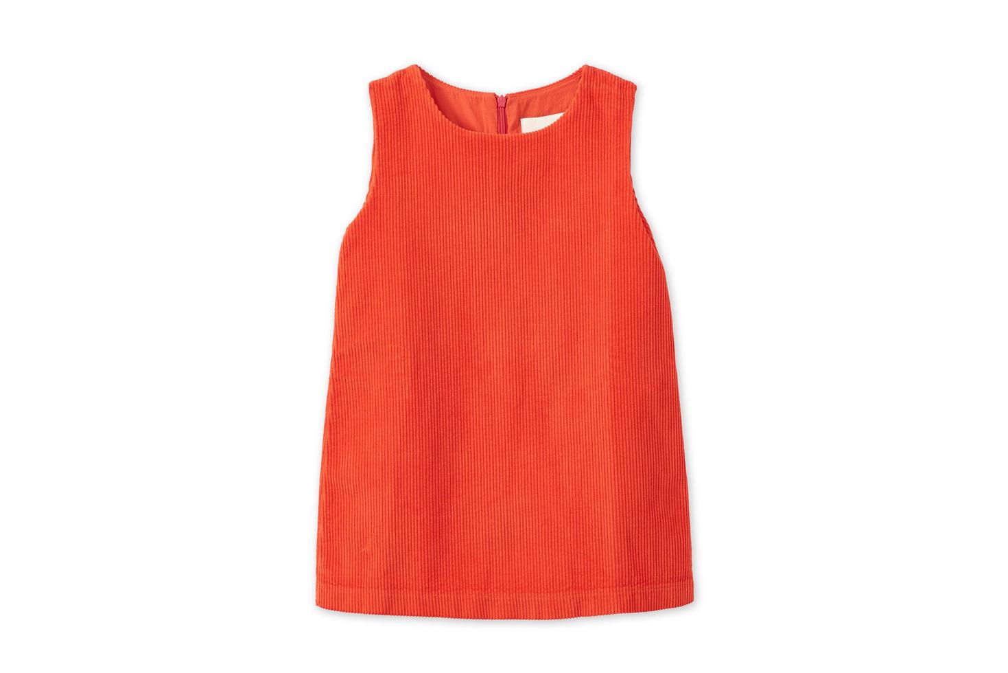 Baby Organic Cotton Corduroy Dress - Dark Coral