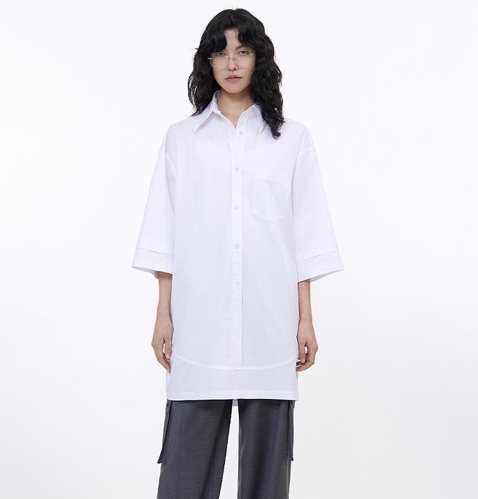 Workplace Siren Style College Style Silhouette Splicing Fashion Design Pullover Shirt-5