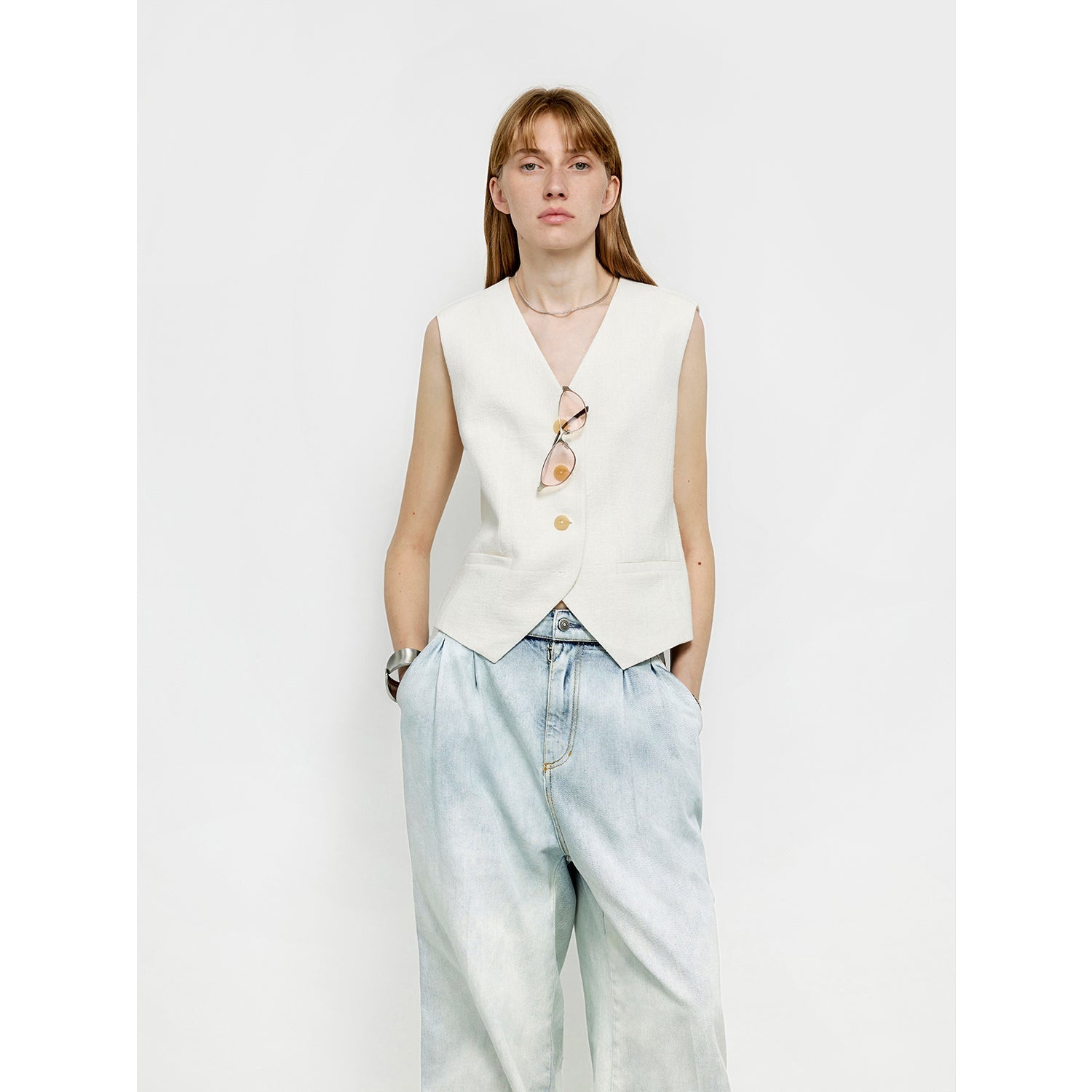 "Diary of an Old Friend" Customized Breathable Ramie Oversize Suit Vest Set-5