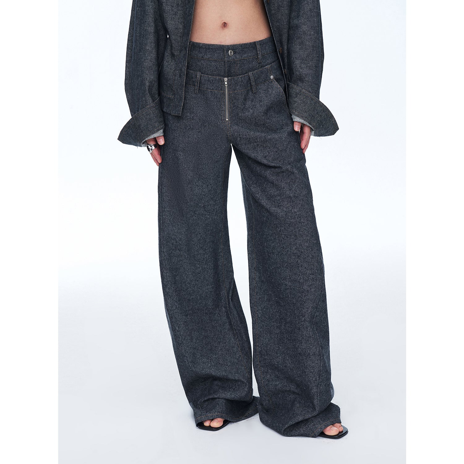 Old money style linen material stand-up silhouette double waist scimitar casual trousers spring"Berlin Street"-4