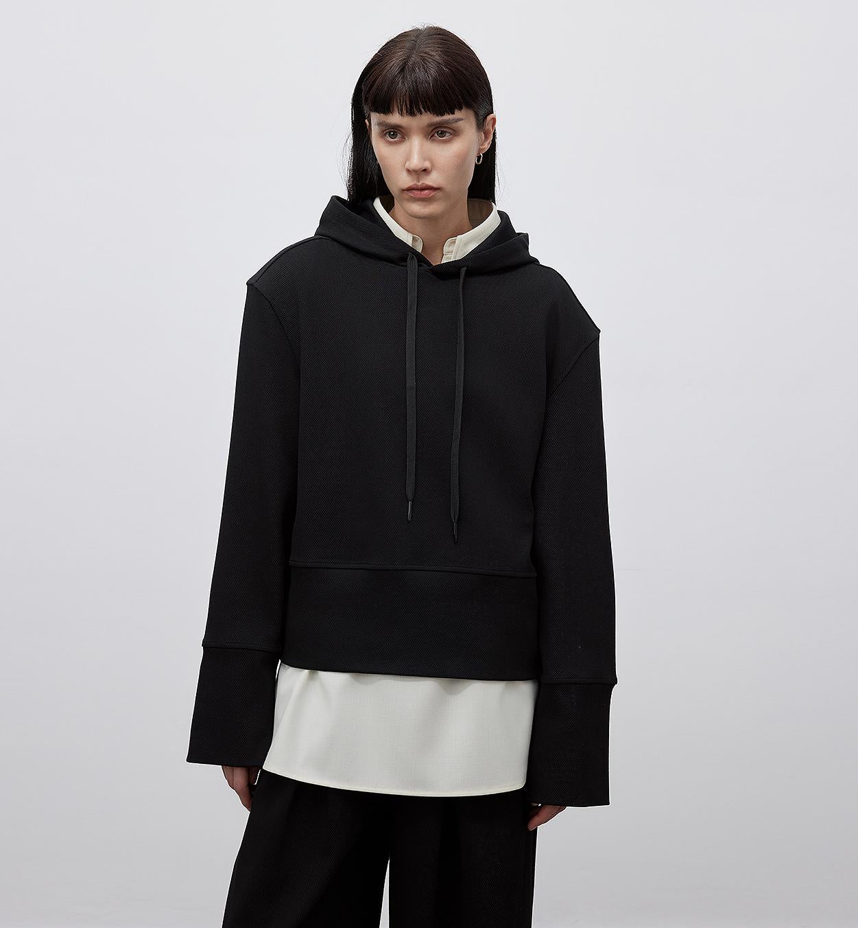 "Time Travel" Short Hooded Sweatshirt for Women, Sports Style Set, Autumn and Winter Casual Sweatpants with Straight-Leg and Draped Fit-7