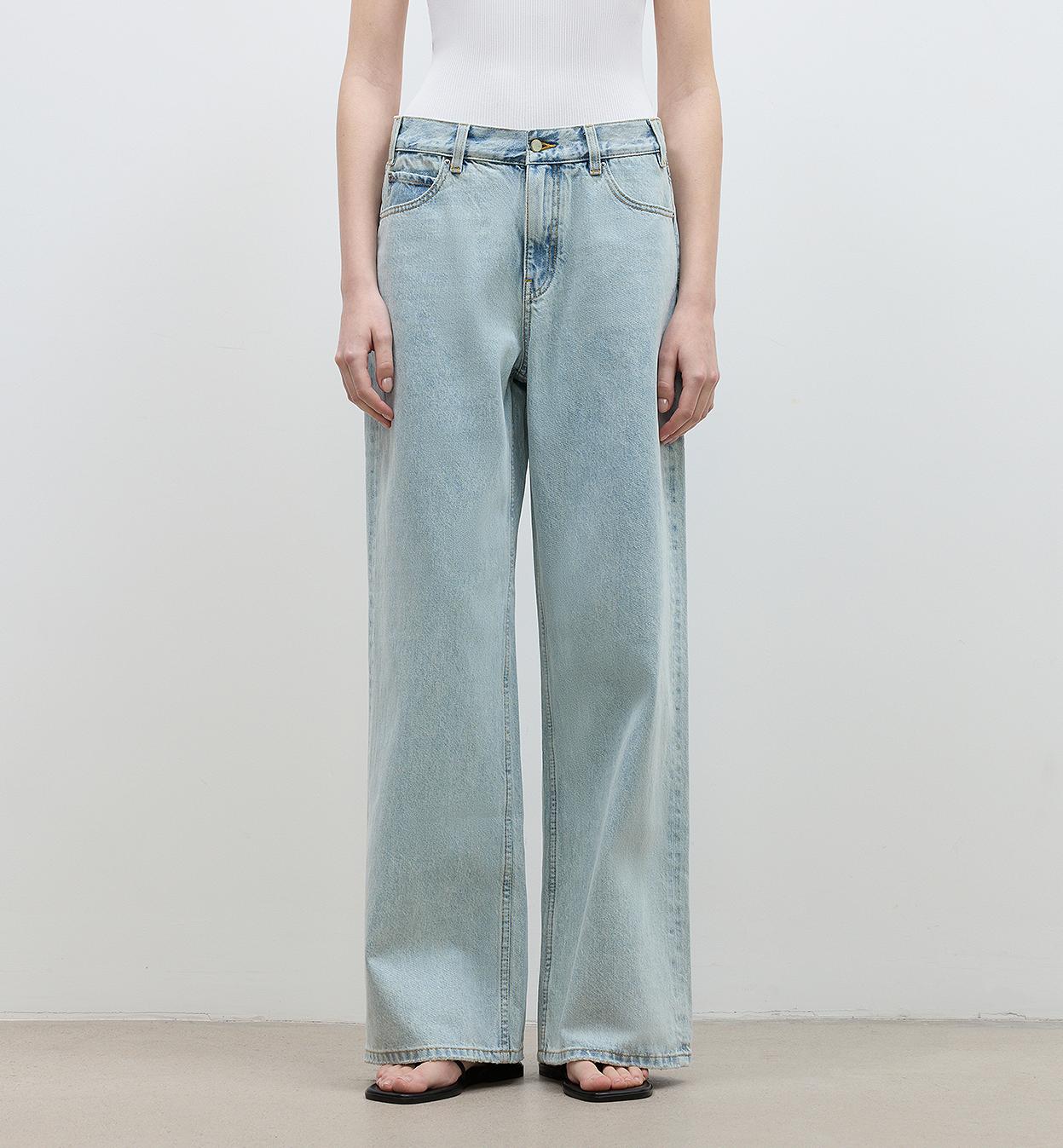 "Mint Flavor" High Waist Wide Leg Loose Washed Jeans Women-5