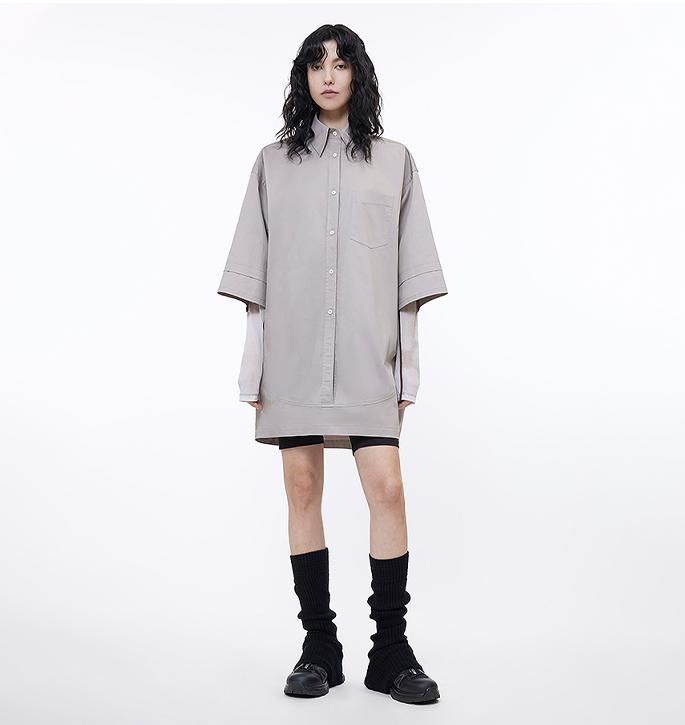 Workplace Siren Style College Style Silhouette Splicing Fashion Design Pullover Shirt-6