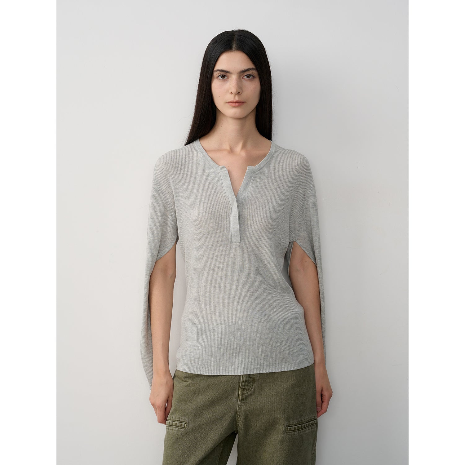 Tencel wool blend long-sleeved sweater thin top"Moonlight Schumann"-4