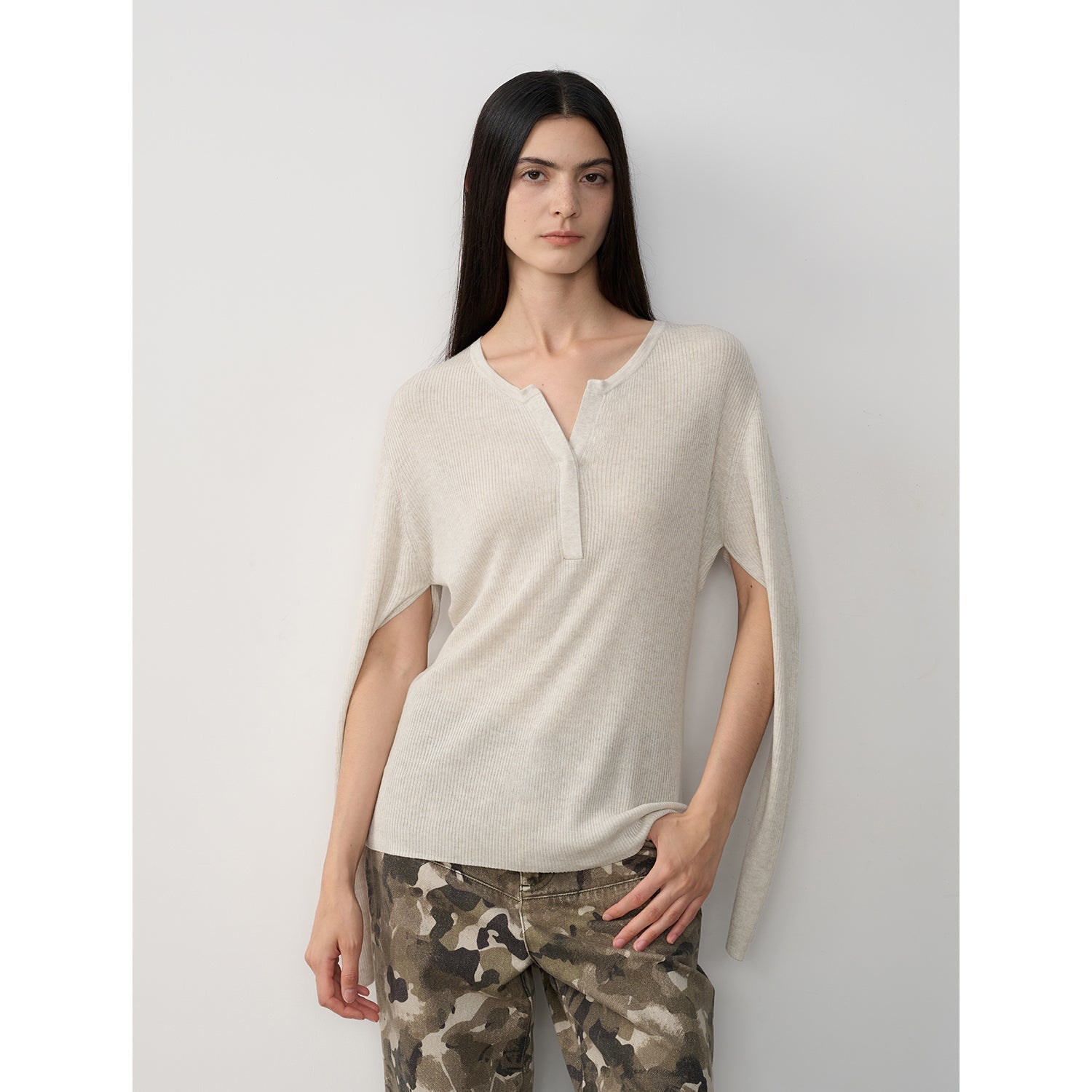 Tencel wool blend long-sleeved sweater thin top"Moonlight Schumann"-7