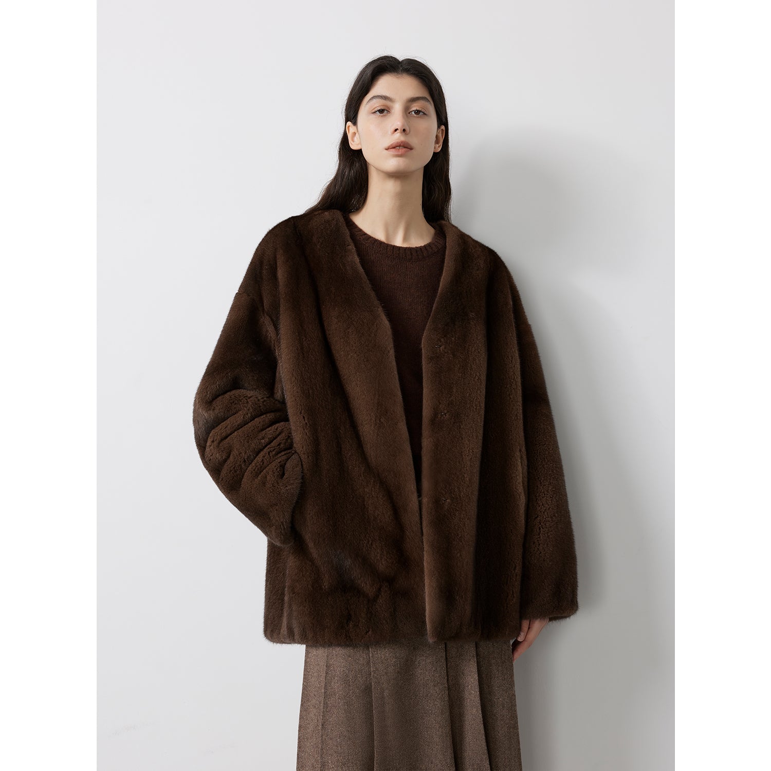 Swiss Snow Mink Velvet Fur Coat-8