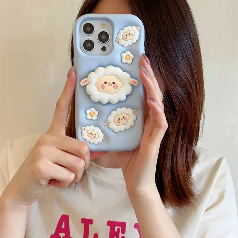 Lamb Folding Bracket Soft Rubber Silicone Phone Case