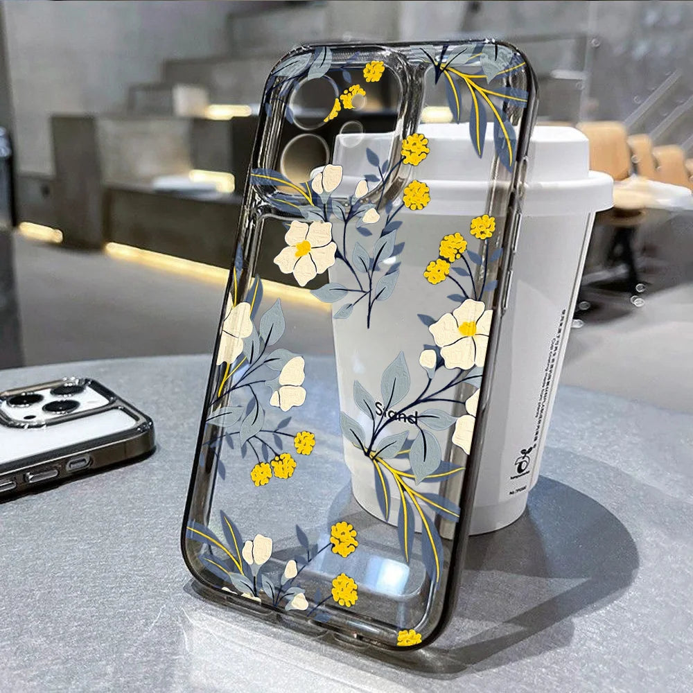 Flower Bumper Transparent Shockproof Phone Case