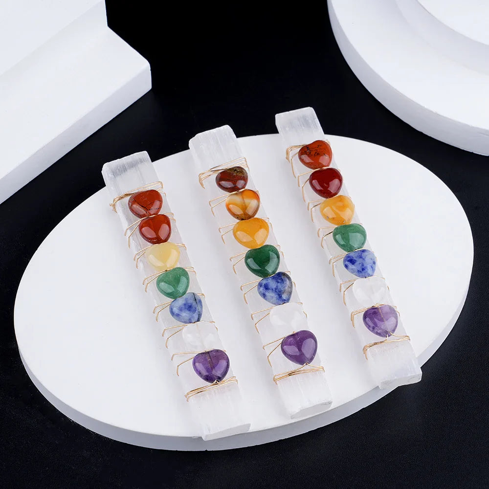 Chakra Heart Selenite Wand