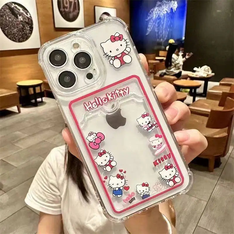 Kuromi Melody Card Holder Slot Bag Soft Silicone Phone Case For iPhone