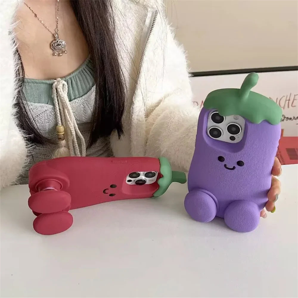 Funny 3D Cartoon Eggplant Phone Case