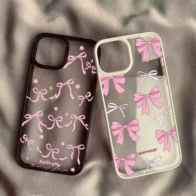 Pink Bowknot Clear Phone Case