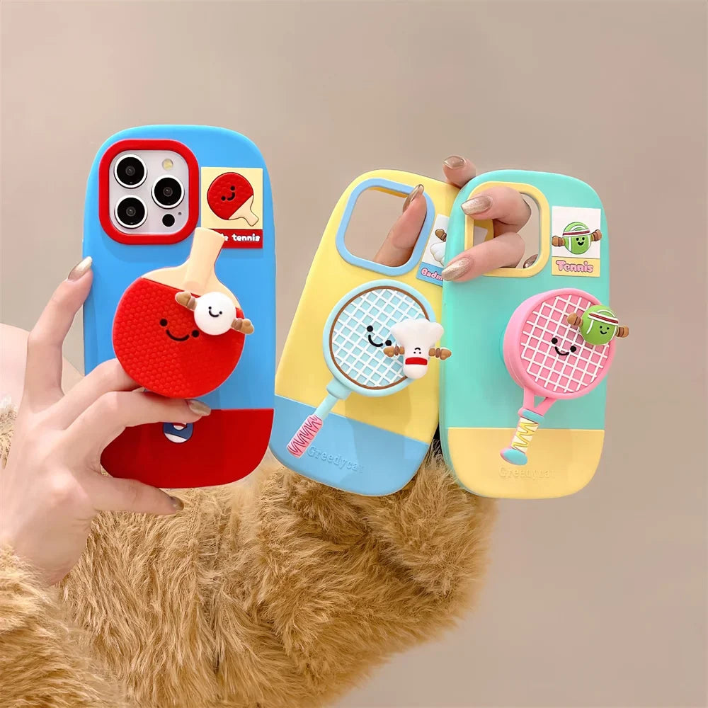 Kawaii 3D Cartoon Badminton Racket Phone Case
