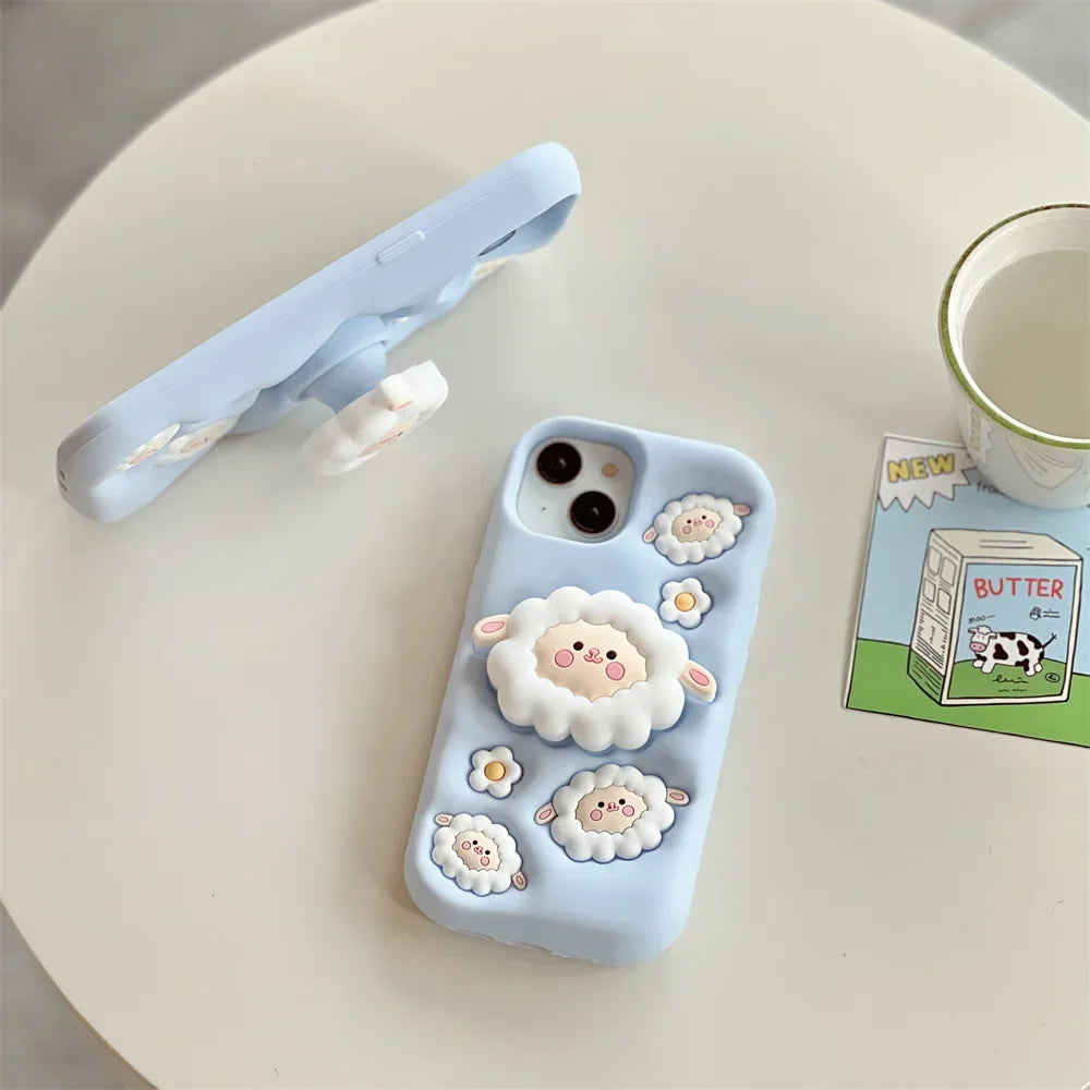 Lamb Folding Bracket Soft Rubber Silicone Phone Case