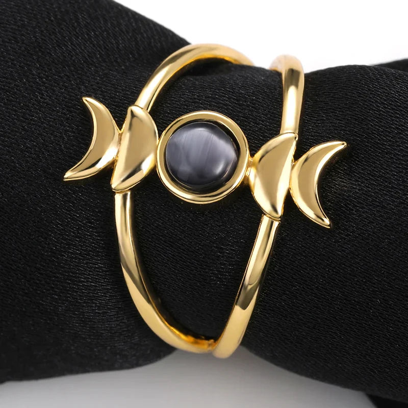 Sheen Obsidian Moon Phase Ring