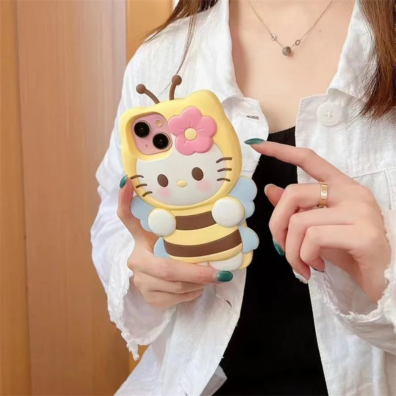 Kawaii 3D Cartoon Bee Hello Kitty Phone Case