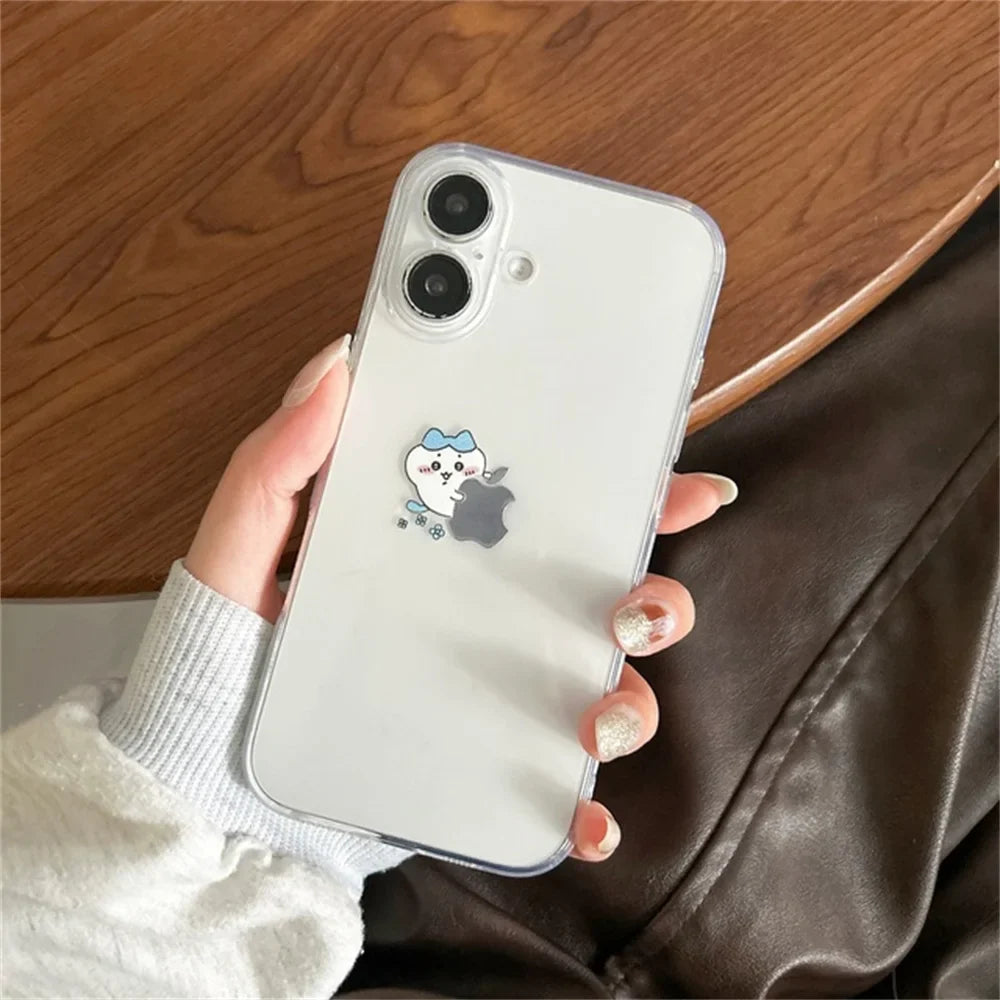 Sanrio usagi chiikawa Hug Apple Clear Phone Case For iPhone