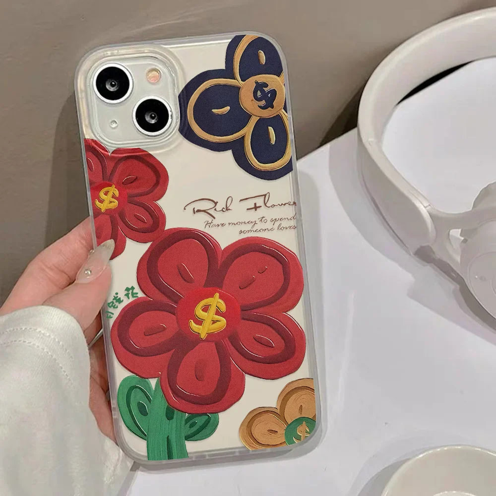 Flower Matte Silicone Soft Cover Clear Fundas Phone Case