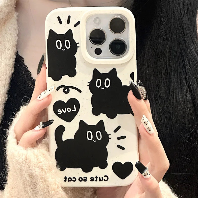 Cartoon Black Cat Phone Case