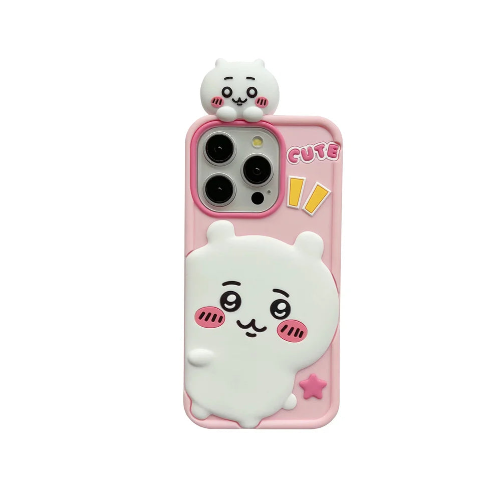 Cartoon Cute Chiikawa Hachiwares Usagis Stereoscopic Phone Case