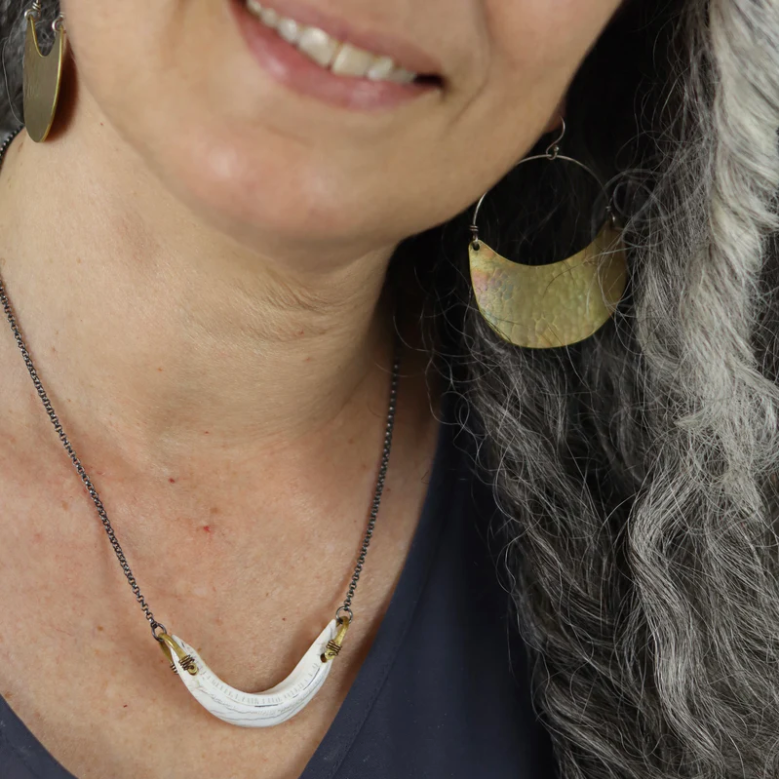 Brass Crescent Earrings