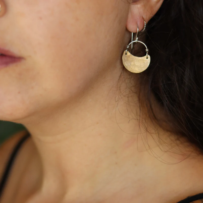 Brass Crescent Earrings