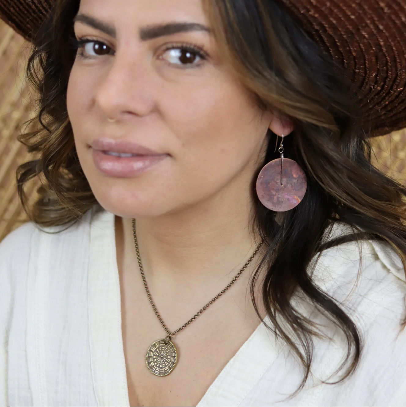 Copper Disc Earrings