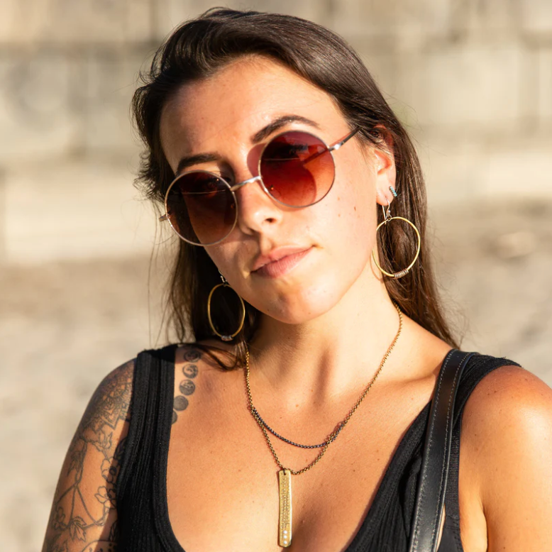 Brass Hoop Earrings with Heishi