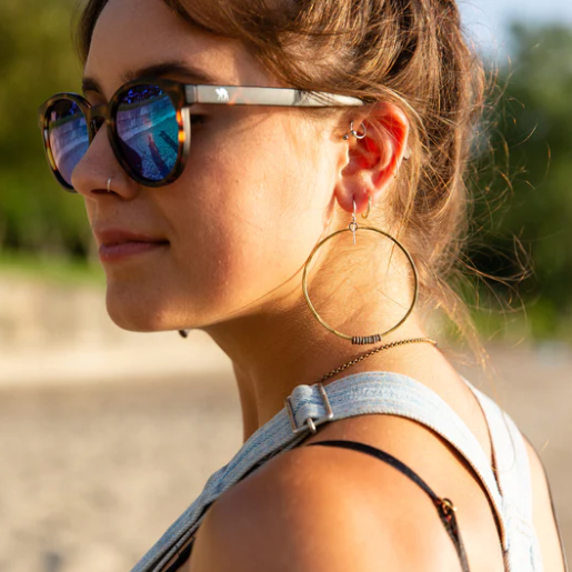 Brass Hoop Earrings with Heishi
